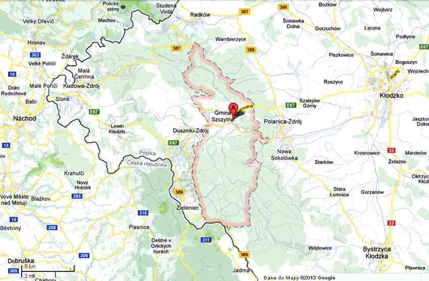 Położenie gminy Szczytna / Lage der Gemeinde Szczytna (Rückers)